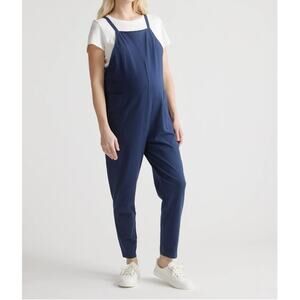 Quince NWT Organic Cotton Maternity Overalls Navy Blue Sz Sml Casual Relaxed
